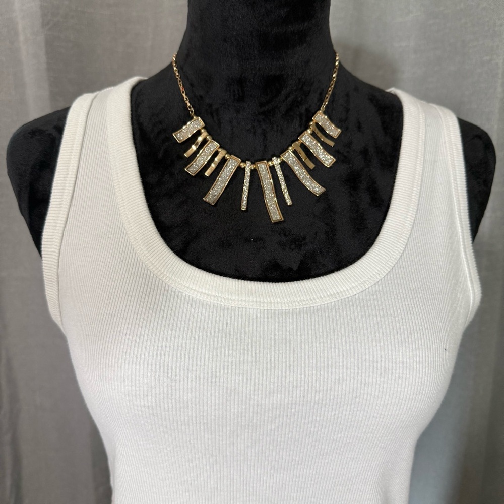 JCPenney Gold Necklace with Crystal Bars